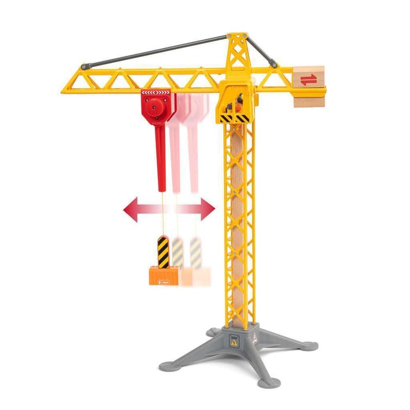 BRIO 33835 Construction Crane with Lights | Premium Wooden Toy Train Set | Ideal for Kids Age 3 and Up | Built with Sustainable Materials | Yellow - Image 5